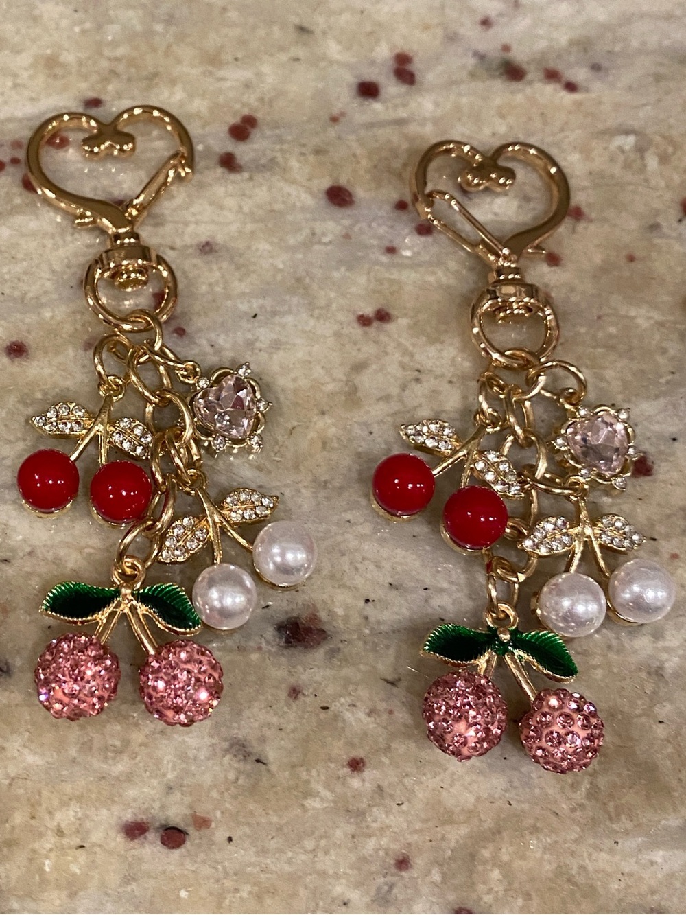 🍒Mini cherry dangle keychains! Red, Pink, Pearl Cherries on each keychains/charm